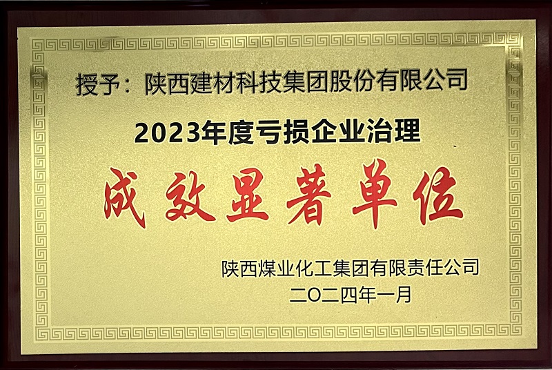 公司荣获2023年亏损企业治理效果显著单位